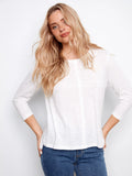 LAST ONE SZ XL - Charlie B. 3/4 Sleeve Crew Neck Organic Cotton Tee Style C1293T - White