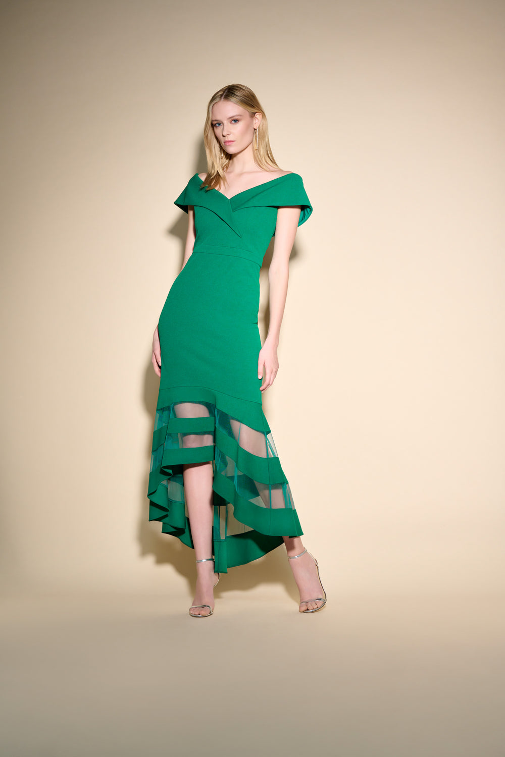 Joseph Ribkoff Sheer Panel Dress Style 223743 - True Emerald