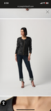 LAST ONE SZ XS - Joseph Ribkoff Foiled Knit Jacket With Ruched Detail
Style 234928 - Black