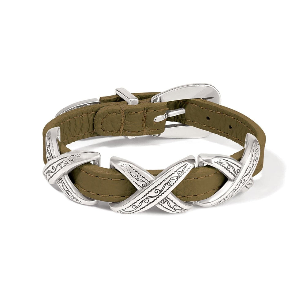 Brighton Kriss Kross Etched Bandit Bracelet Style 07903G - Olive