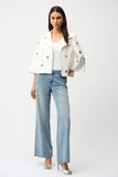 Joseph Ribkoff Foiled Faux Suede Swing Jacket With Grommets Style 261905 - Vanilla