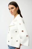 Joseph Ribkoff Foiled Faux Suede Swing Jacket With Grommets Style 261905 - Vanilla