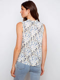 LAST ONE SZ XS - Charlie B. Printed Sleeveless Ruffle Blouse Style C4529RR - Zephyr