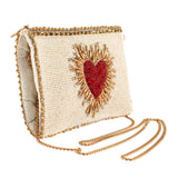 Mary Frances Hand Beaded Heart Burst Crossbody Phone Bag