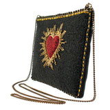 Mary Frances Hand Beaded Genuine Leather Affection Mini Crossbody Handbag