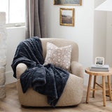 PATTERNED FAUX FUR THROW BLANKETS: Ivory
