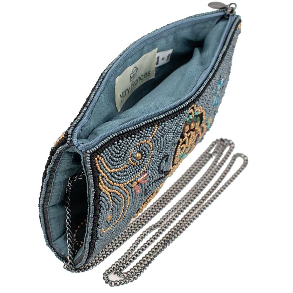 Mary Frances Mariposa Beaded Butterfly with Blue Crossbody Phone Bag
