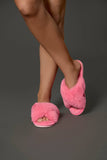 Me Moi Beverly Faux Fur Open Toe Plush Slippers - Disco Pink