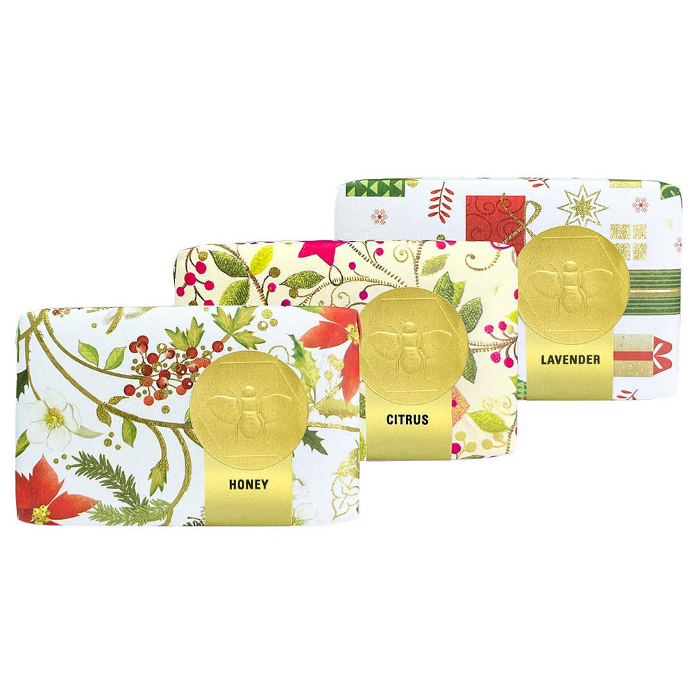 MADE IN USA Honey House Naturals Holiday Paper Wrapped Soap - 3.5oz Individual: Lavender