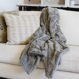 PATTERNED FAUX FUR THROW BLANKETS: Ivory
