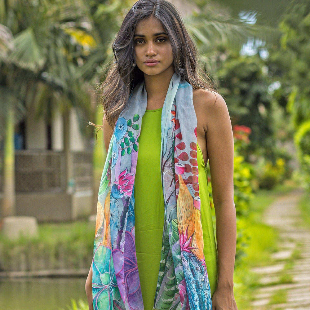 Anuschka Printed Chiffon Scarf - Desert Floral