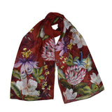 Anuschka Printed Chiffon Scarf - Scarlet Dragonfly Floral