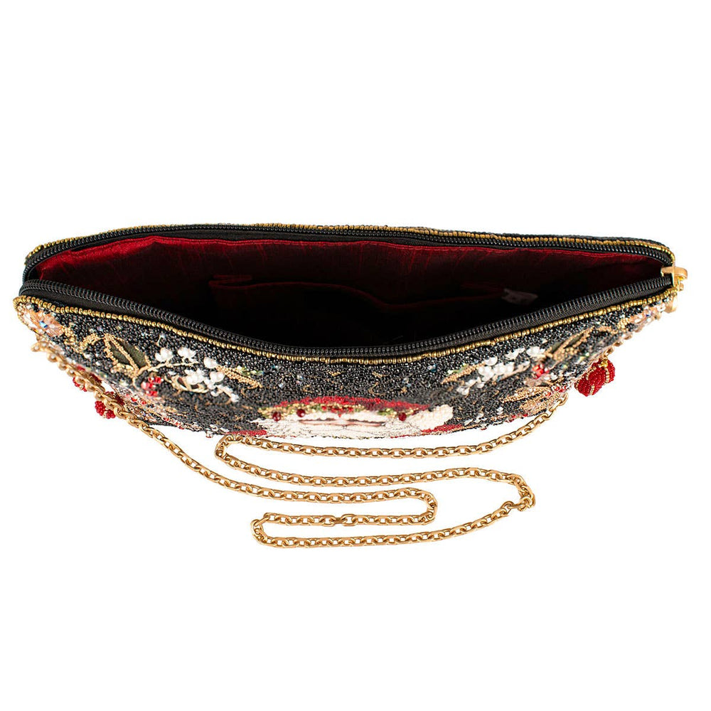Mary Frances Holiday Magic Santa Beaded And Embroidered Crossbody Handbag