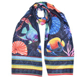 Anuschka Printed Chiffon Scarf - Navy Tropical