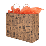 Black Newsprint Kraft Paper Shopping Bags: Black - Newsprint / Case of 100 / Medium
