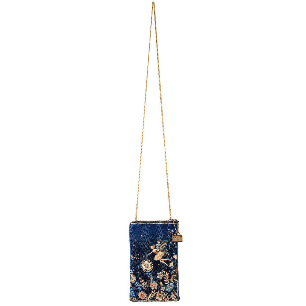 Fairy Dust and Floral Blue Beaded Crossbody Phone Bag