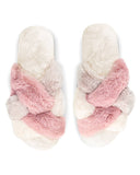 Me Moi Multi Weave Plush Slippers - Ivory