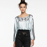 Satin Illusion Beaded Blouse - La Chambre: Size 2