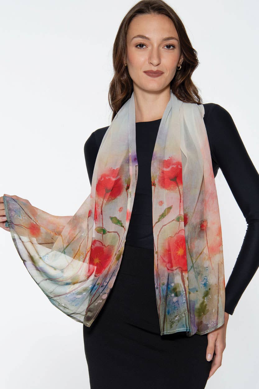 Aloka Scarf: Red Poppies