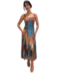 MONET Sleeveless Tea Length Fit N Flare Paneled Dress : M