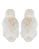 MeMoi Beverly Fur Open Toe Plush Slipper: Ivory / S 5-6