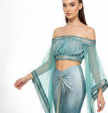 Aqua-Blue wash Portofino Blouse: Size 1