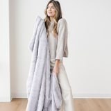 PATTERNED FAUX FUR THROW BLANKETS: Ivory