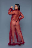 BW1650 Marabou Robe: Red / OS