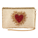 Mary Frances Hand Beaded Heart Burst Crossbody Phone Bag