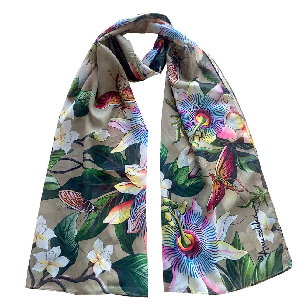 Anuschka Printed Chiffon Scarf - Floral Fantasy