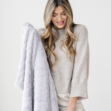 PATTERNED FAUX FUR THROW BLANKETS: Ivory