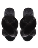 MeMoi Beverly Fur Open Toe Plush Slipper: Ivory / S 5-6