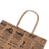 Black Newsprint Kraft Paper Shopping Bags: Black - Newsprint / Case of 100 / Medium