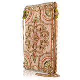 Gentle Touch Pink & Green Floral Beaded Crossbody Phone Bag