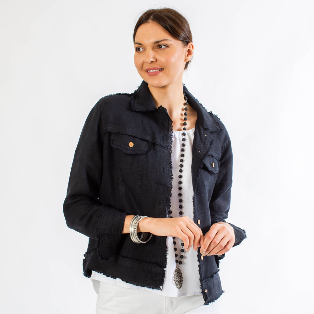 Jessie Linen Jacket - New Color: Navy / S