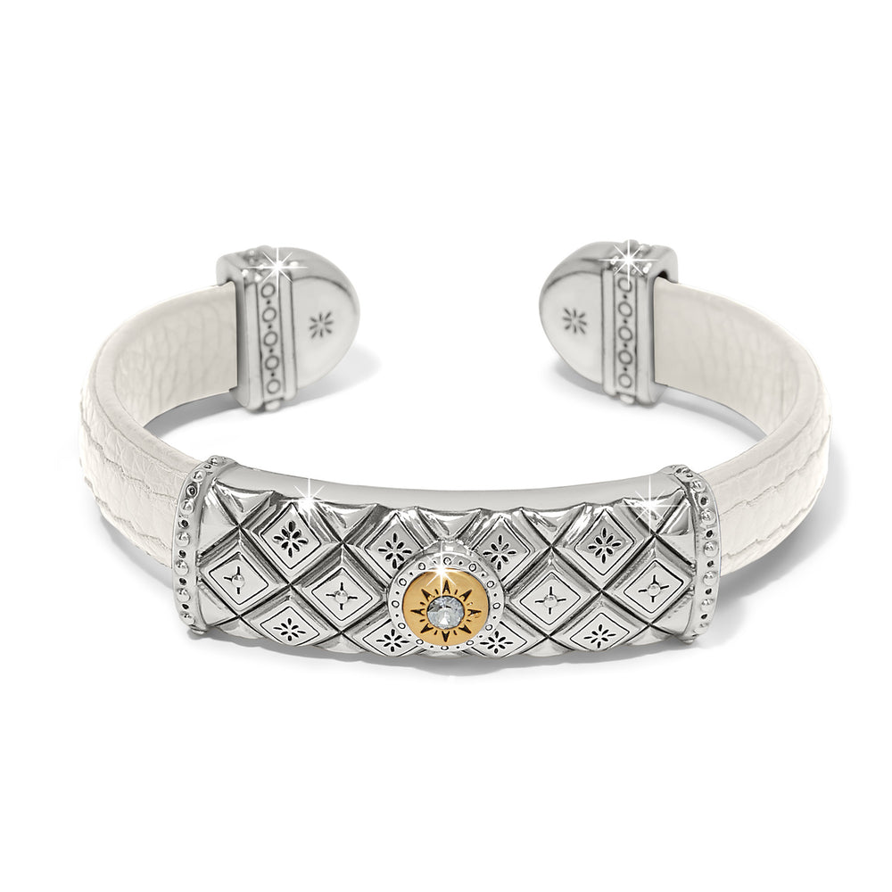 Mosaic Two Tone Leather Bar Cuff Bracelet