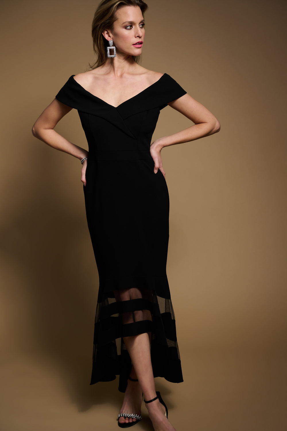 Joseph Ribkoff Sheer Panel Dress Style 223743 - Black