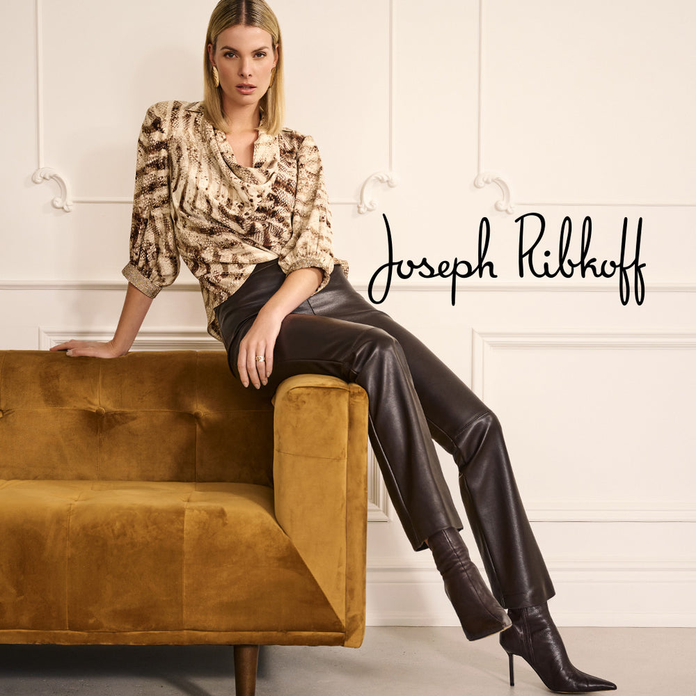LAST ONE SZ 10 - Joseph Ribkoff Leatherette Pant Style 223196 - Mocha