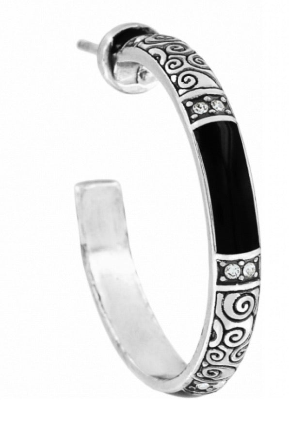 Brighton Wiltern Post Hoop Earrings Style JE1673 - Black/Silver