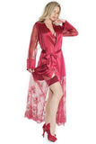 Coquette Merlot Stretch Satin and Eyelash Lace Robe