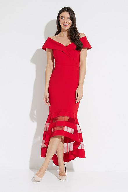 Joseph Ribkoff Sheer Panel Dress Style 223743 - Lipstick Red