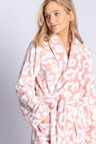 LAST ONE SZ XL - PJ Salvage Luxe Plush Leopard Robe Style RBCSR2 - Pale Pink