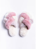 LAST ONE SZ S - PJ Salvage Luxe Plush Faux Fur Slippers Style RCLPSL - Pink/Stone